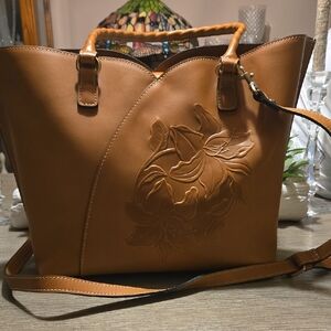 Patricia Nash Tan Floral-Embossed Tote